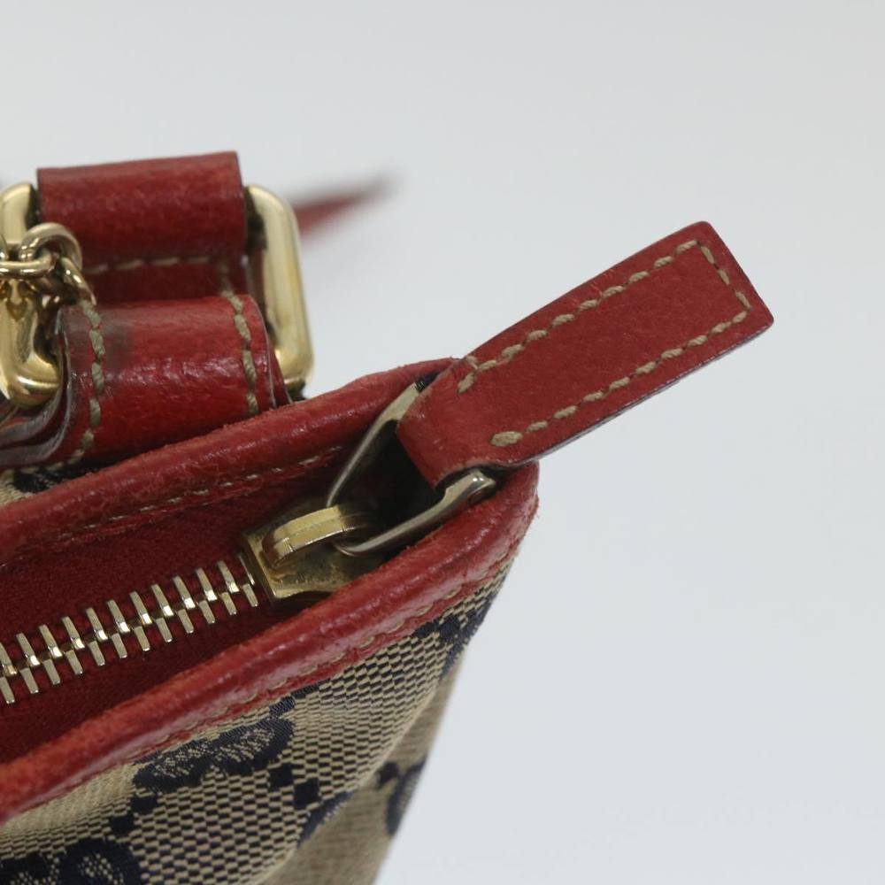 GUCCI GG Canvas Sherry Line Shoulder Bag Navy Red 144388 Auth ki3671 - Picture 10 of 16